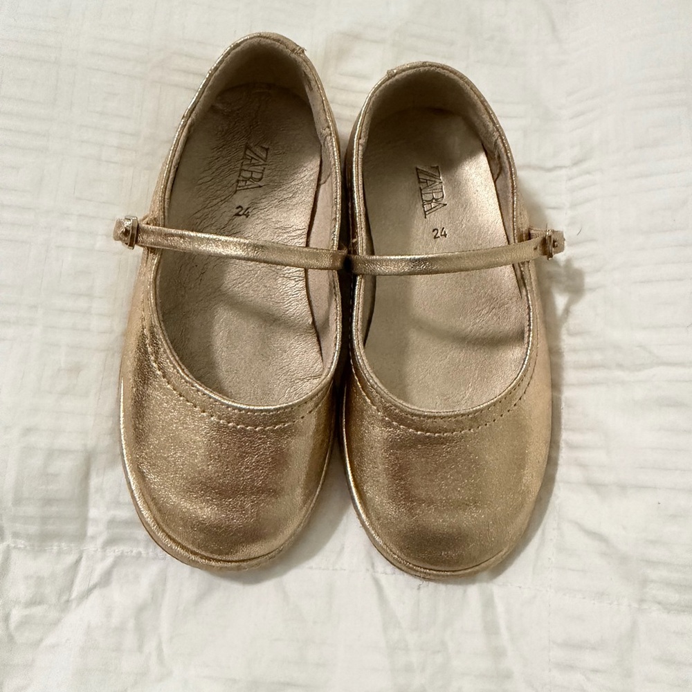 Zara Kids Metallic Gold Dress Shoes